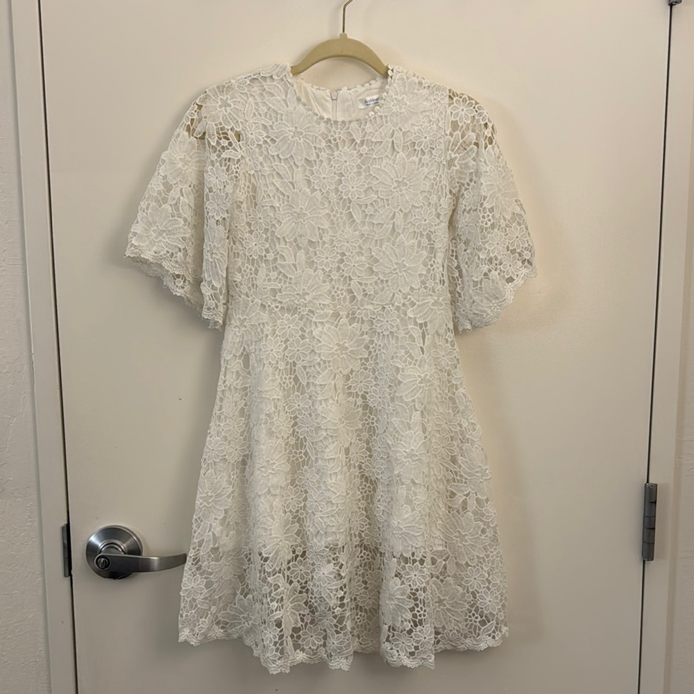Arshiner Cream A-Line Flutter Sleeve Wedding Dress